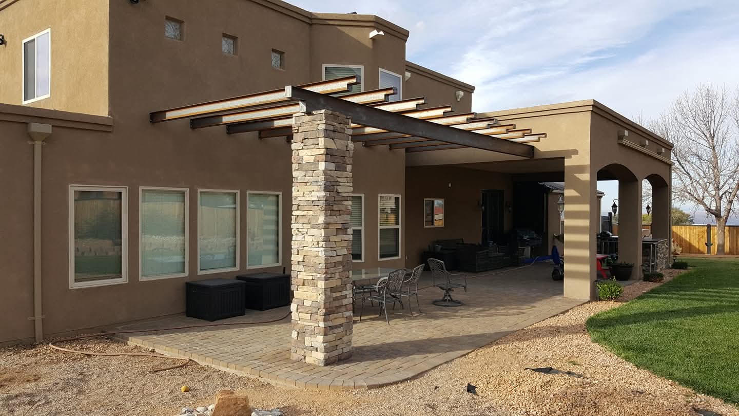Steel Pergola & Stone Patio